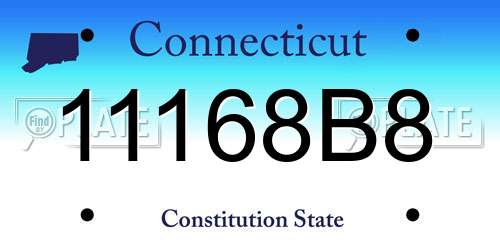 11168B8 Connecticut License Plate
