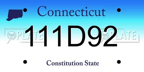 111D92 Connecticut License Plate