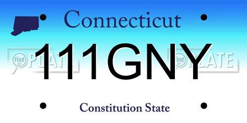 111GNY Connecticut License Plate
