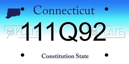 111Q92 Connecticut License Plate