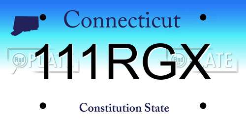 111RGX Connecticut License Plate