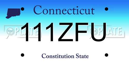 111ZFU Connecticut License Plate