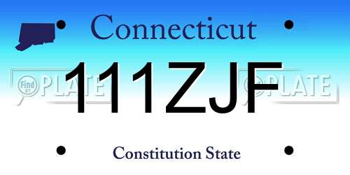 111ZJF Connecticut License Plate