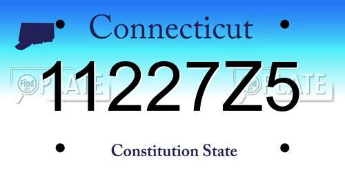 11227Z5 Connecticut License Plate