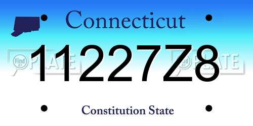 11227Z8 Connecticut License Plate