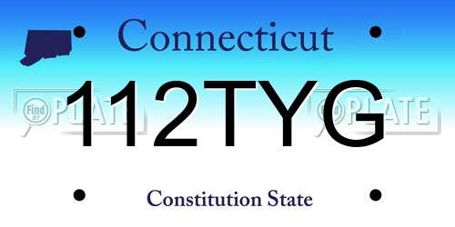 112TYG Connecticut License Plate