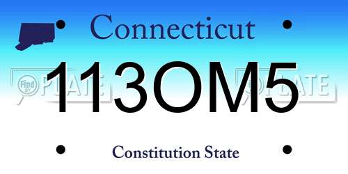 113OM5 Connecticut License Plate