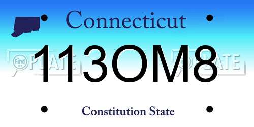 113OM8 Connecticut License Plate