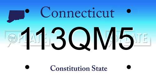 113QM5 Connecticut License Plate