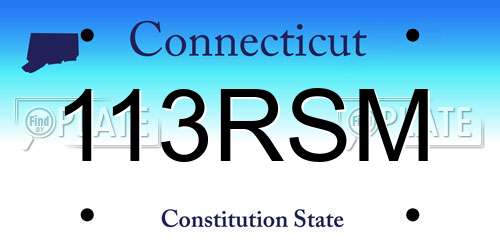 113RSM Connecticut License Plate