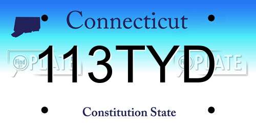 113TYD Connecticut License Plate