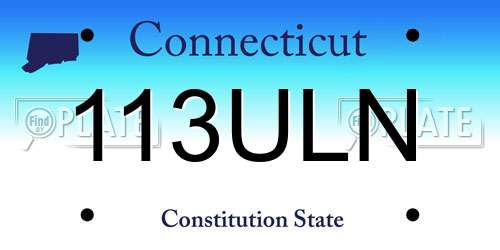 113ULN Connecticut License Plate
