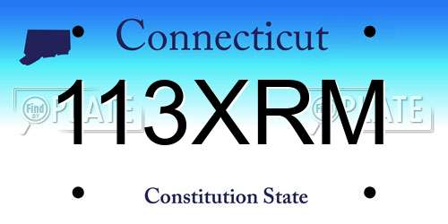 113XRM Connecticut License Plate