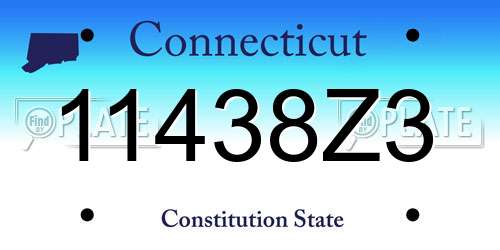 11438Z3 Connecticut License Plate