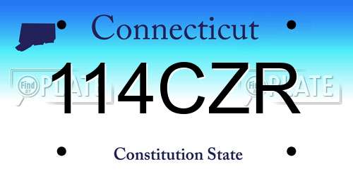 114CZR Connecticut License Plate