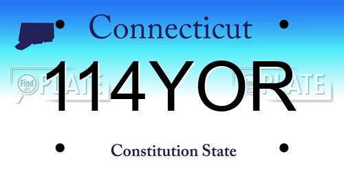 114YOR Connecticut License Plate