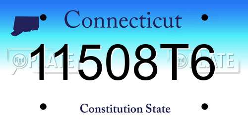 11508T6 Connecticut License Plate