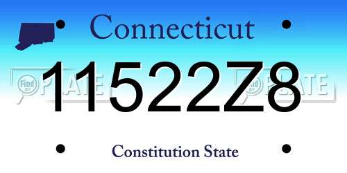 11522Z8 Connecticut License Plate