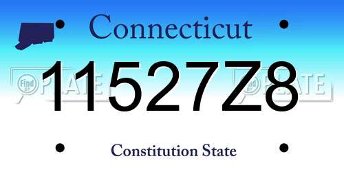 11527Z8 Connecticut License Plate