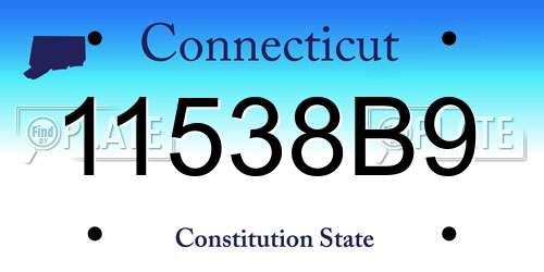 11538B9 Connecticut License Plate
