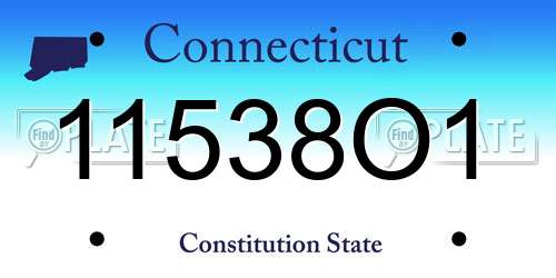 11538O1 Connecticut License Plate