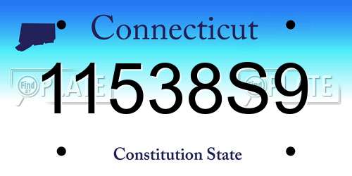 11538S9 Connecticut License Plate