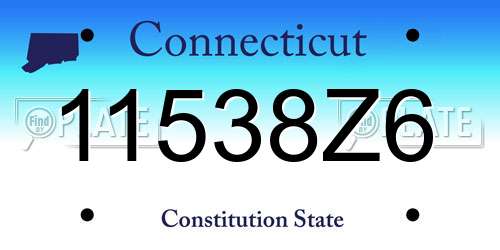 11538Z6 Connecticut License Plate