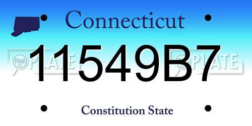 11549B7 Connecticut License Plate