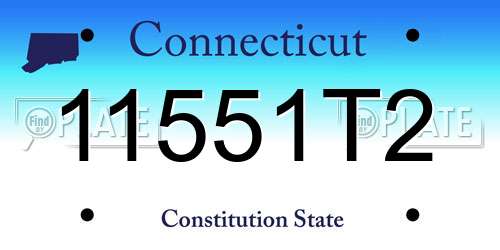 11551T2 Connecticut License Plate