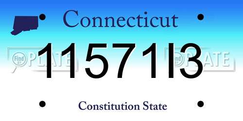 11571I3 Connecticut License Plate