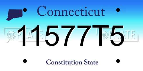 11577T5 Connecticut License Plate