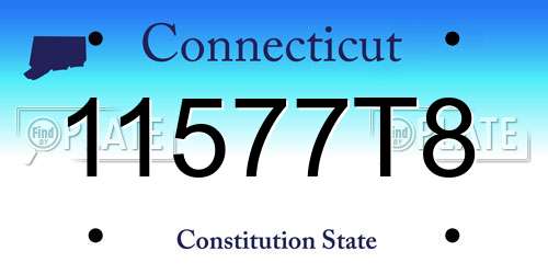 11577T8 Connecticut License Plate