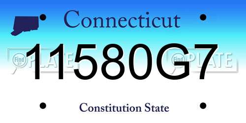 11580G7 Connecticut License Plate