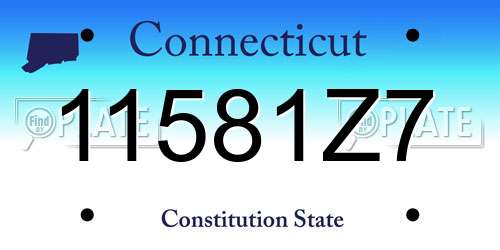 11581Z7 Connecticut License Plate