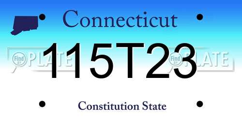 115T23 Connecticut License Plate