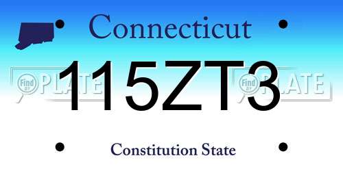 115ZT3 Connecticut License Plate