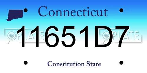 11651D7 Connecticut License Plate