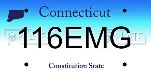 116EMG Connecticut License Plate