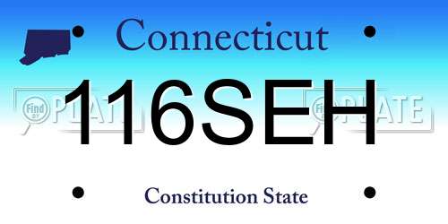 116SEH Connecticut License Plate