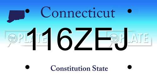 116ZEJ Connecticut License Plate