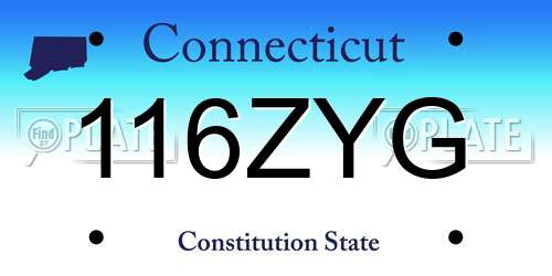 116ZYG Connecticut License Plate