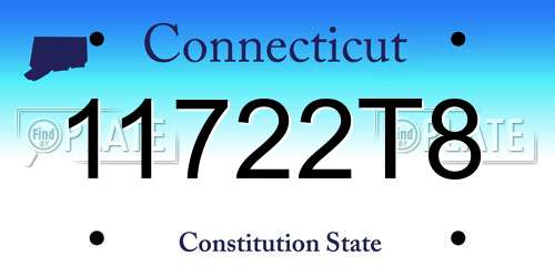 11722T8 Connecticut License Plate