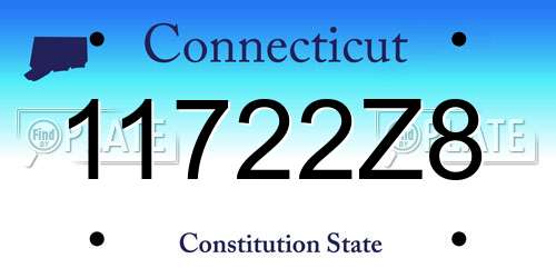 11722Z8 Connecticut License Plate