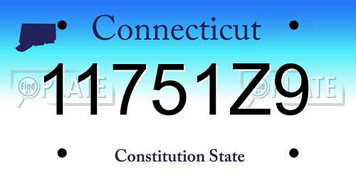 11751Z9 Connecticut License Plate