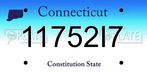 11752I7 Connecticut License Plate
