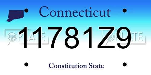11781Z9 Connecticut License Plate