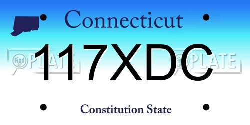 117XDC Connecticut License Plate