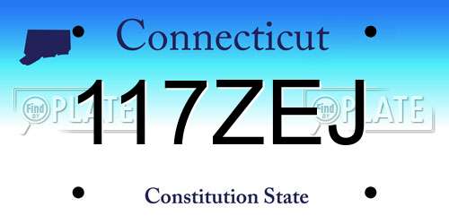 117ZEJ Connecticut License Plate