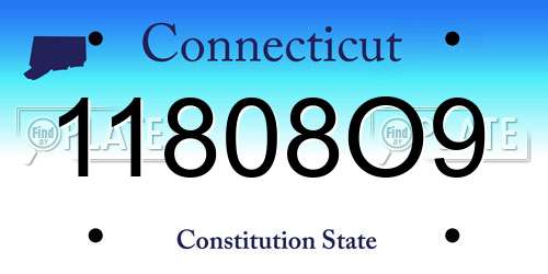 11808O9 Connecticut License Plate
