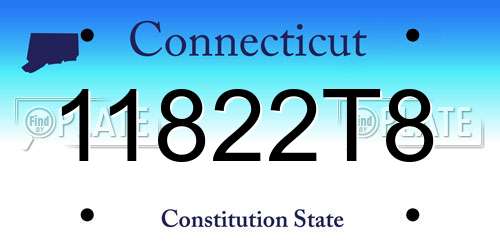 11822T8 Connecticut License Plate